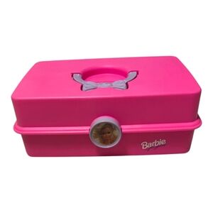 Barbie Vintage Cabodoodles Pink Cosmetic Case with Bow Accent